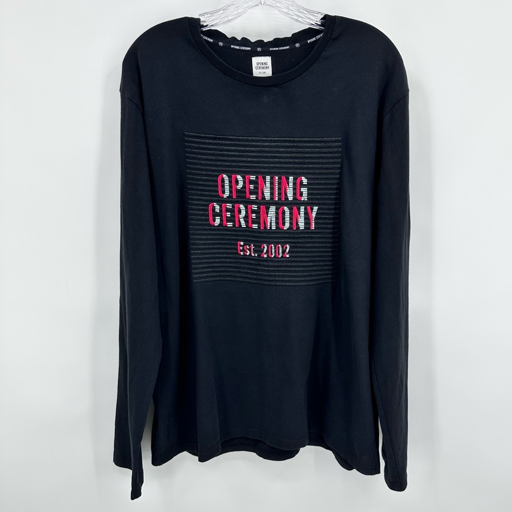 Opening Ceremony Long Sleeve Logo Crewneck T-shirt Black Size XL